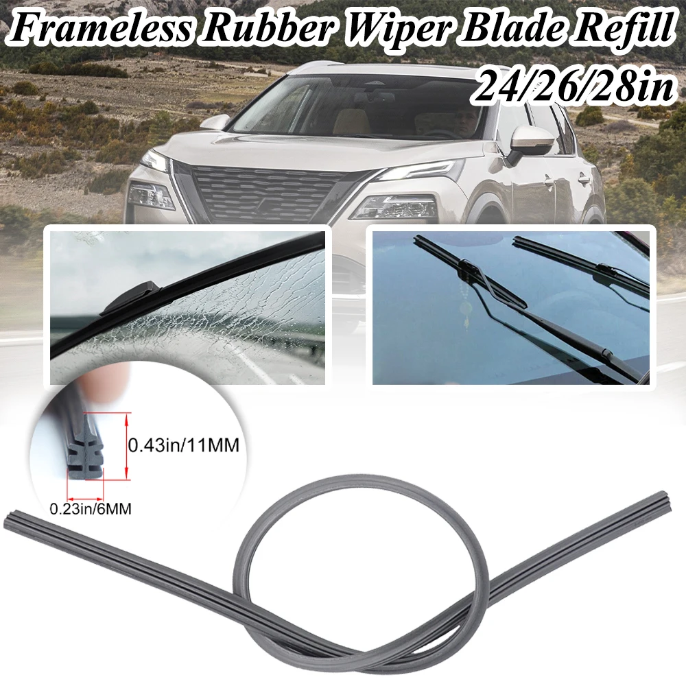 

2Pcs Car Wiper Blade Windscreen Vehicle Insert Rubber Wash Strip Refill Universal 600/650/700MM For Toyota Audi Jaguar Skoda