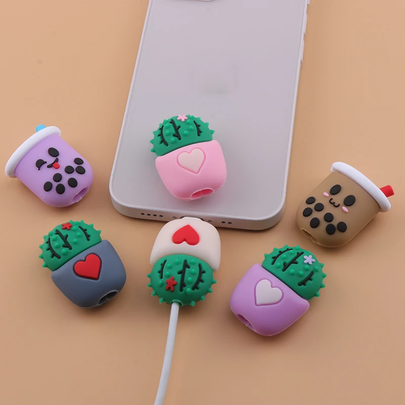 Kawaii Cactus Charger Cable Protector Cable Winder Phone Cable Cover For Iphone11 XS XR Data Line Organizer