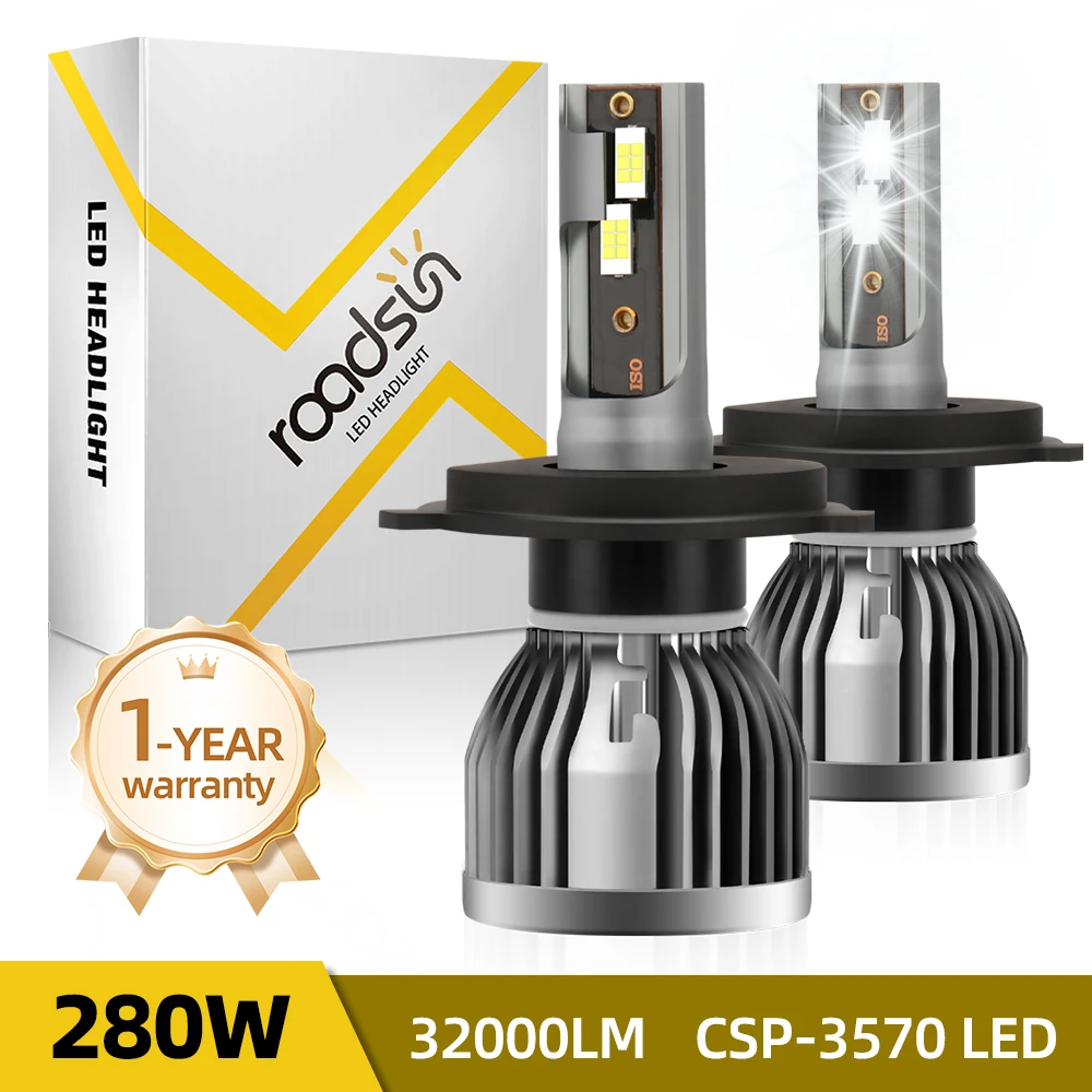 

High Low Beam H4 LED Headlight Bulbs H7 H11 9005 9006 H13 H1 9004 9007 LED Lights For Car 280W 32000LM 6000K Light IP68 Headlamp