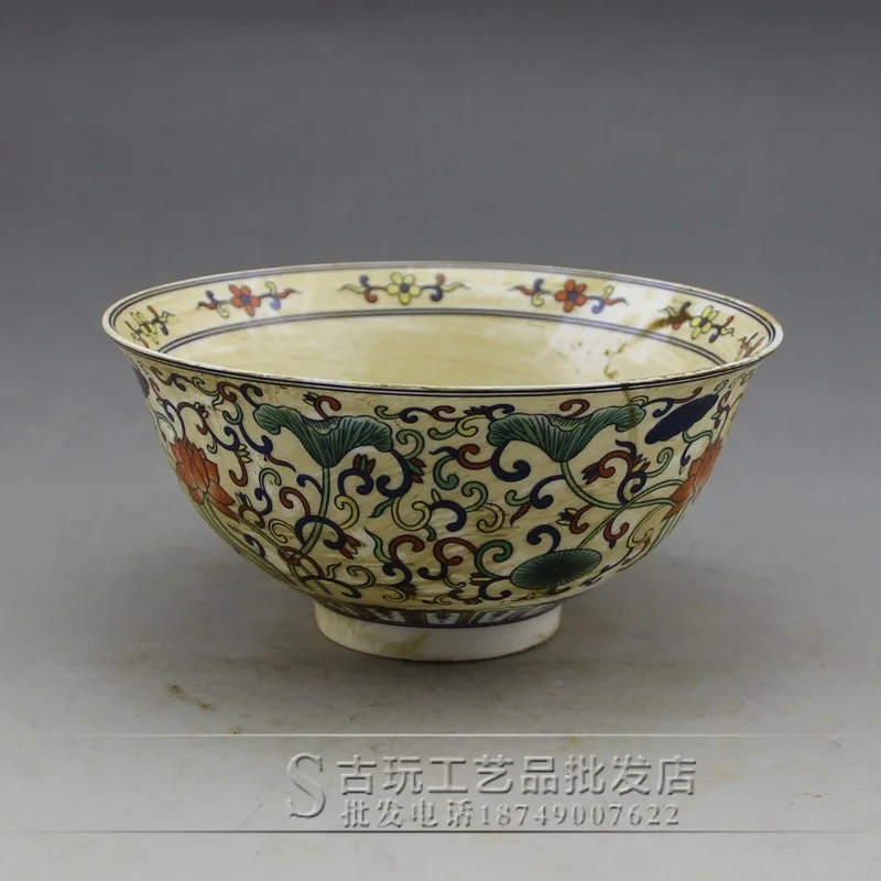 Wholesale of Vintage Ming and Qing Porcelain Crafts, 13cm Caliber Colored Porcelain Bowls, Home Decoration