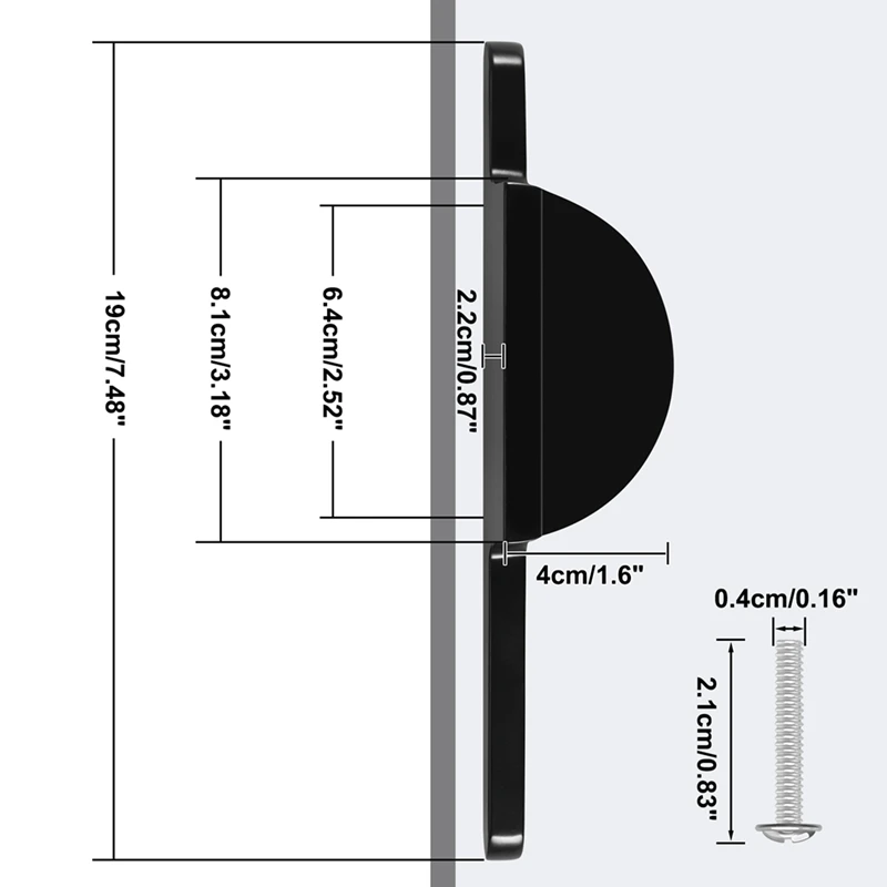 Pegangan kabinet ABNO-2, pegangan kabinet hitam setengah bundar, tarikan kabinet hitam Matte untuk lemari dan lemari 2-1/2 inci (64 Mm)