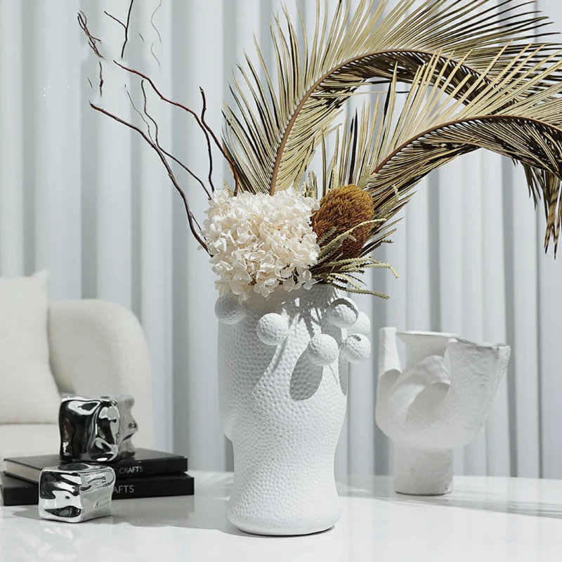 Modern Creative White Ceramic Bordeaux Flower Arrangement Home Living Room Hotel Office Vase Decoration Accessories