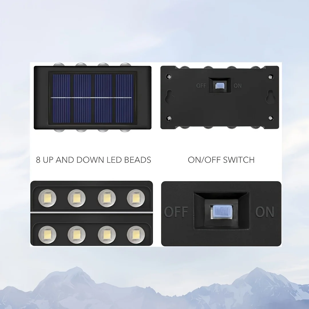 Solar Garden Light Balcony Decoration Outdoor Waterproof Wall Light Double-Head Wall Washer Light up and down Lighting Solar Light