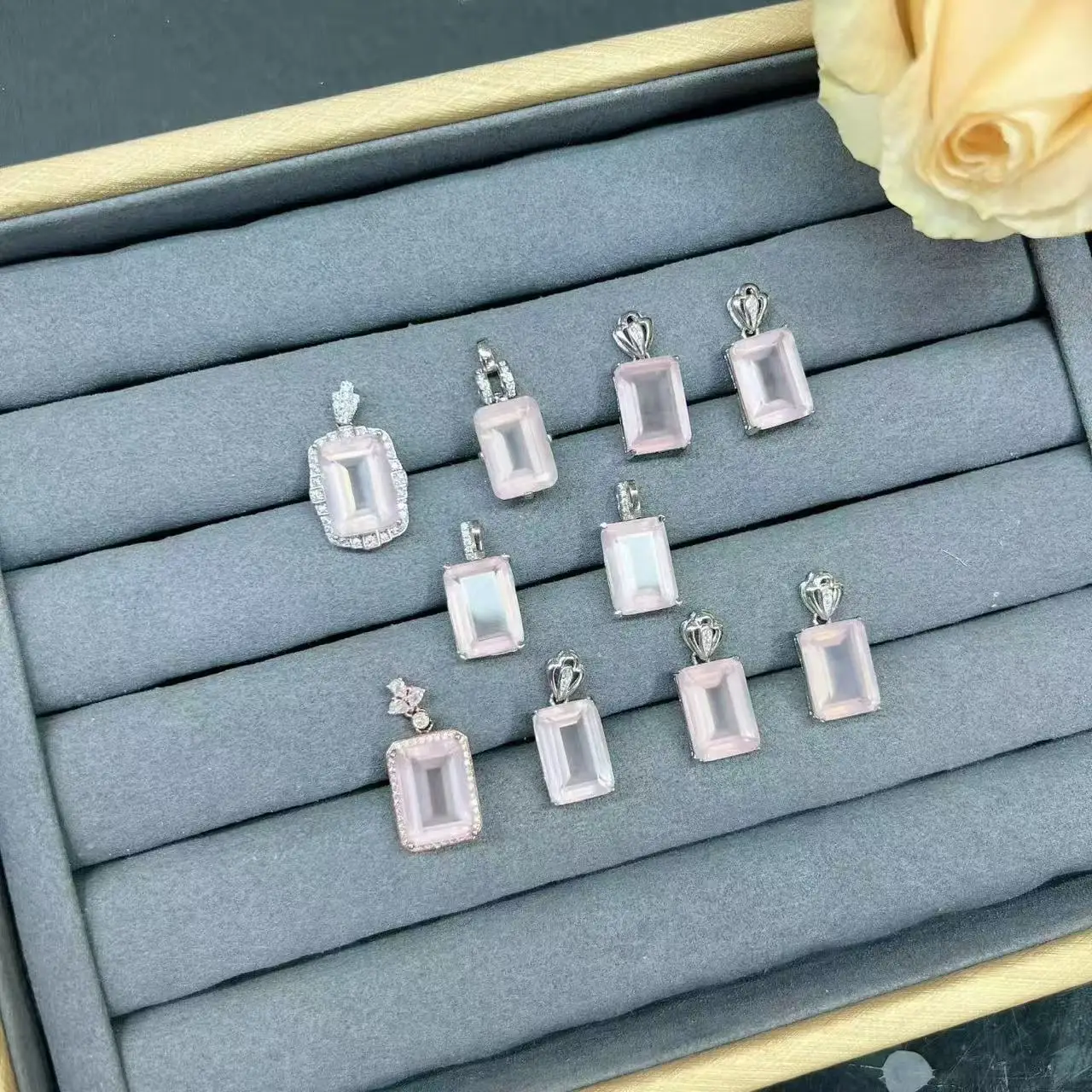 unit-one-piece-925-silver-with-hot-selling-natural-rose-quartz-crystal-healing-faceted-square-necklace-pendant-for-jewelry-gift