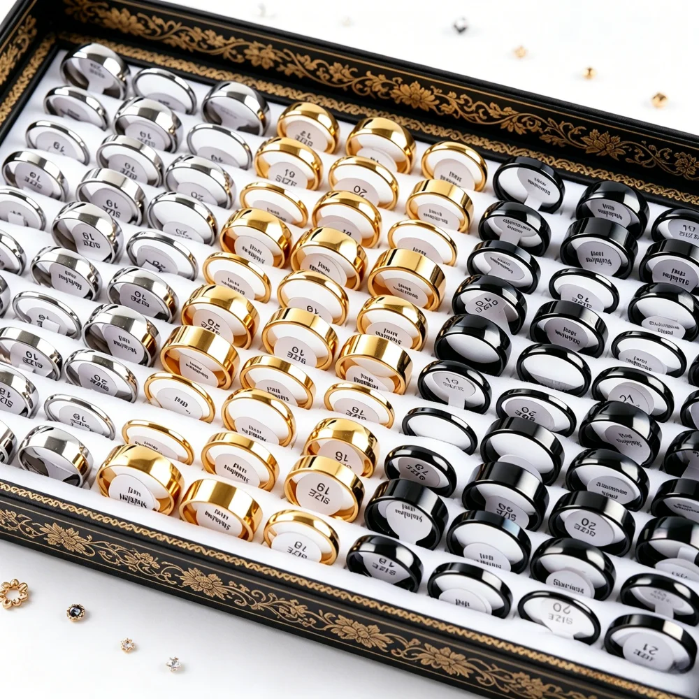 10/20/30/40/50Pcs/Lot Classic Fashion Simple Stainless Steel Rings For Women Men Mix Style  Jewelry Accessories Party Gifts