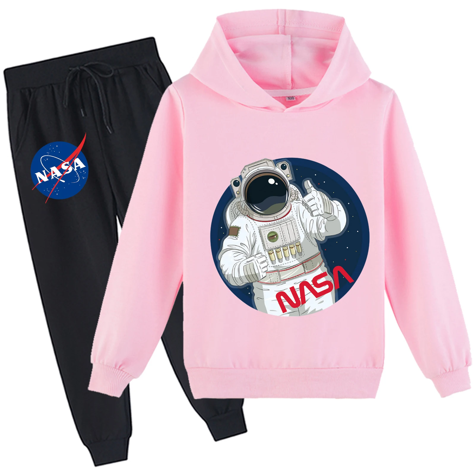 Kinderen Grafische Trui Hoodies en Joggerbroek 2 Stuks Sweatsuit Set, NASA Katoenen Zweetpak voor 2-14Y