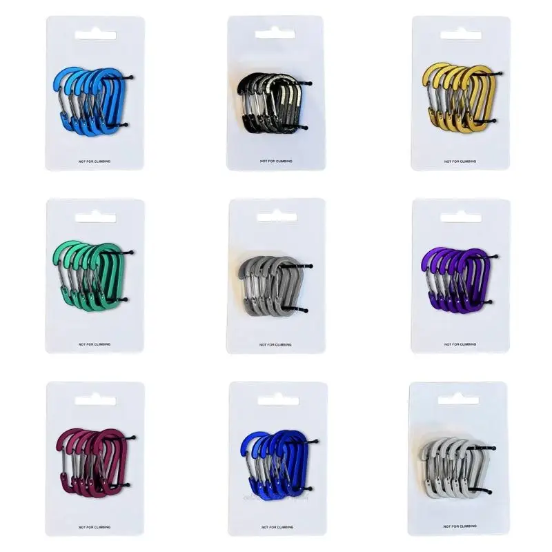 

X5XA 5Pcs Portable Carabiner Clip Practical Outdoor Gear Aluminum Carabiner Key Holder Metal Keychain In Various Styles