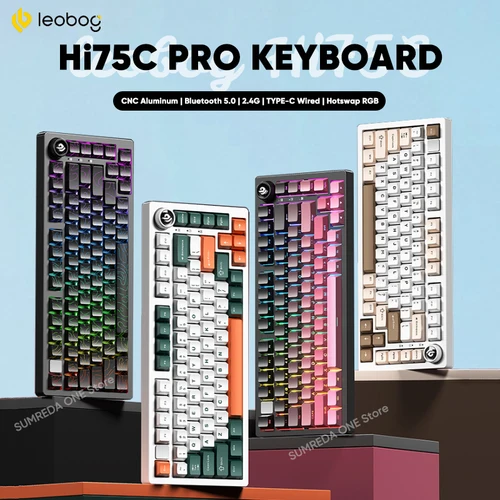 Imagen 1 del producto Leobog-Kit de teclado mecánico inalámbrico de aluminio para videojuegos Hi75C, Hi75C Pro, 81 teclas, Bluetooth, 2,4G, teclado para jugadores Hotswap con cable