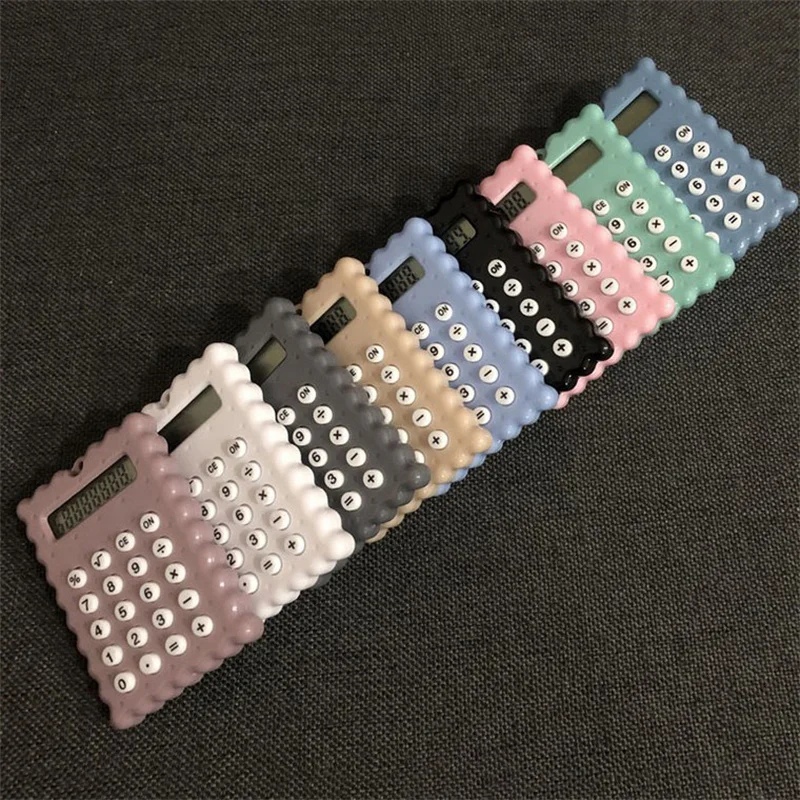 Kawaii Cookie Shape Calculator Portable Calculator Students Mini Pocket Exam Calculator 8-digit Counter School Office Supplies