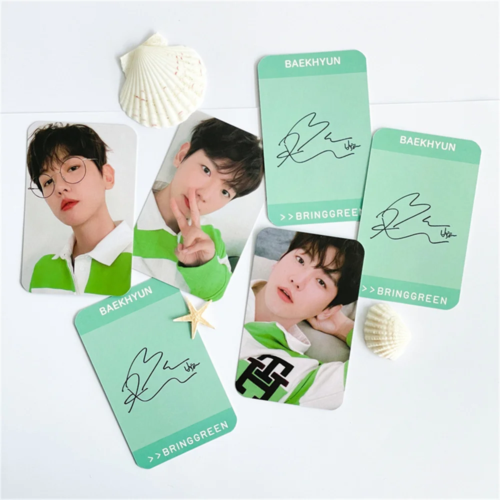 3pcs KPOP BAEKHYUN BRINGGREEN Selfie Photocards Signature Card Back Doubel-Sided LOMO Cards BAEKHYUN Fans Collections