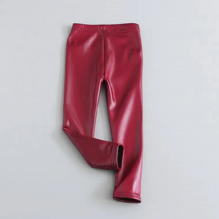 Kinder Mädchen Pu Leder Winter Legging Fower Warme Kinder Legging Herbst Winter Dicke Baby Hosen Hosen 3-12 Jahre – Detail 16