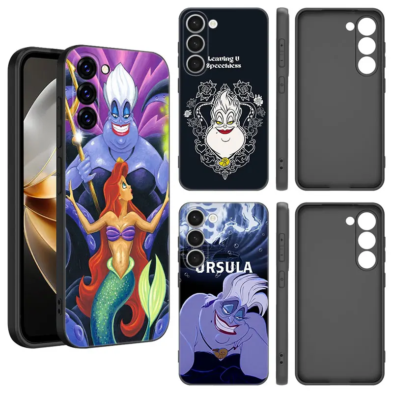 Disney Ursula Villains Black Silicone Phone Case For Samsung Galaxy S23 S21 S20 FE S24 S22 Ultra S10E S10 S9 S8 Plus