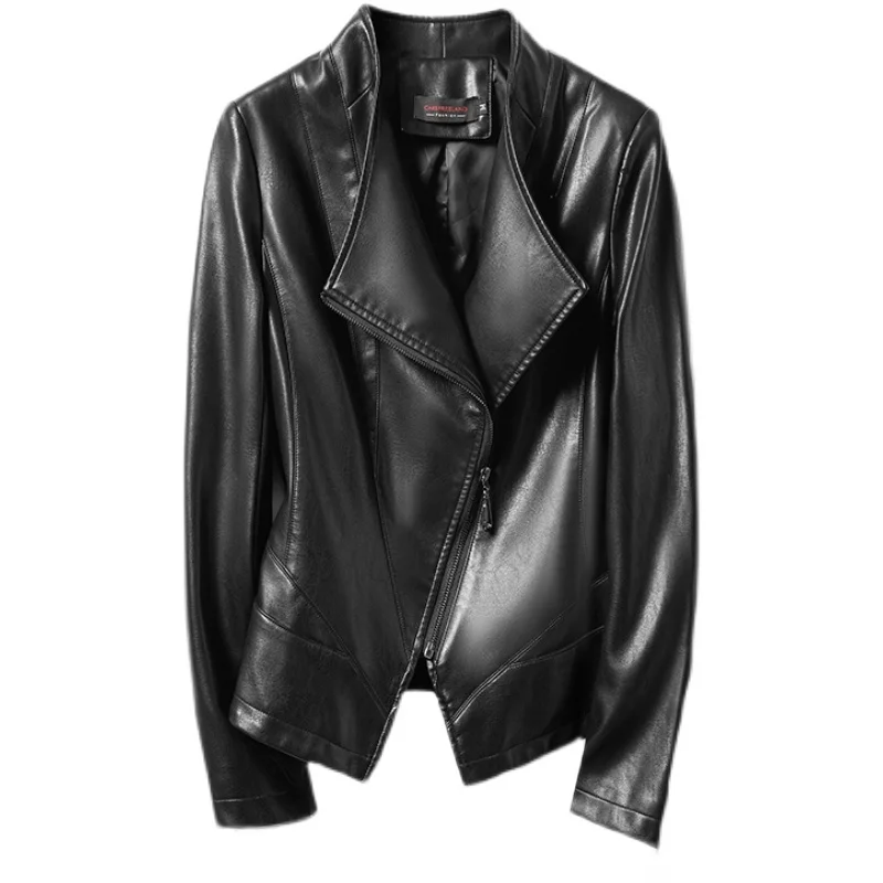   Ning 本革ジャケット レディース シープスキン 2025 春の新作 スリムフィット バイカー ジャケット スリムフィット 韓国版