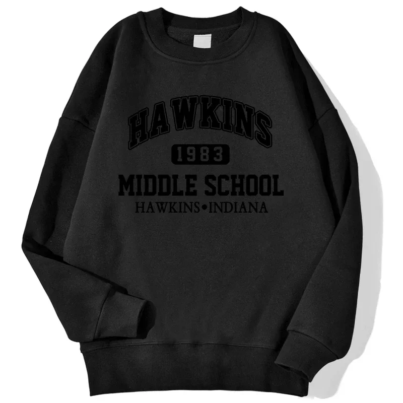 

Hawkins 1983 Middle Printing Men'S Sweatshirts Fashion Casual Hoody Loose Crewneck Pullover Autumn Fleece Streetwears