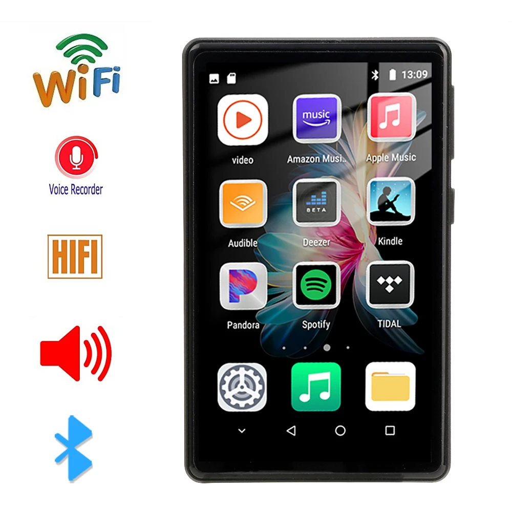 

Portable Wifi MP4 Player Bluetooth Mp5 Hi-fi Music Mp3 Player 4.0 Inch Full Touch Screen FM/ Recorder/browser/supports 256gb