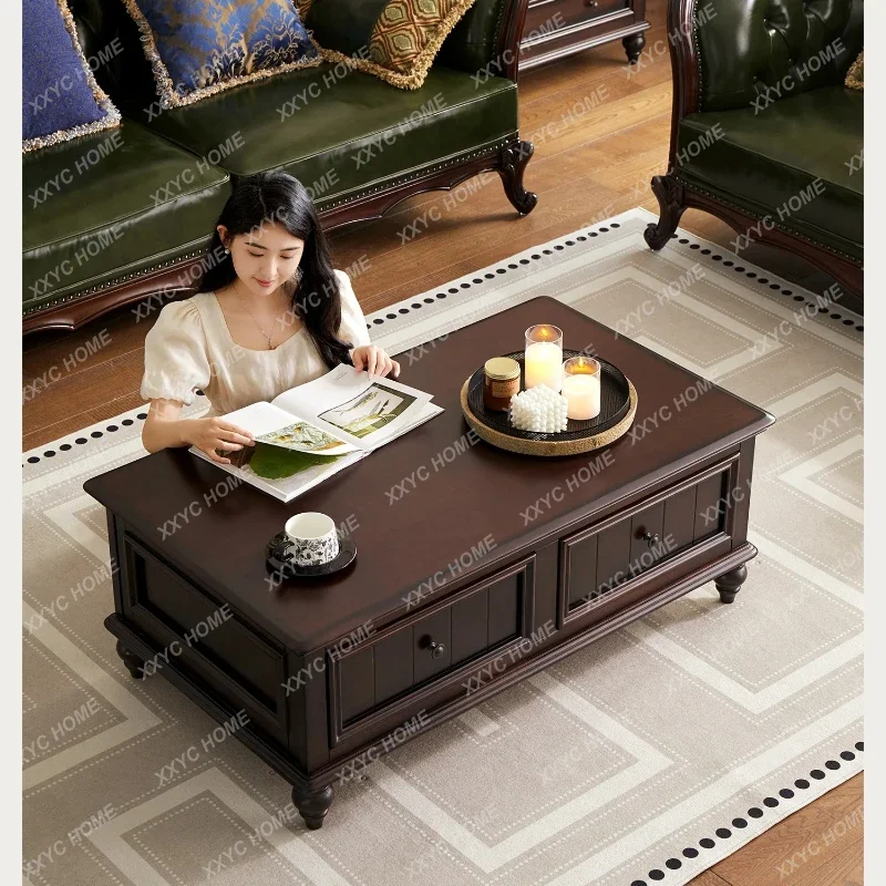 log retro solid wood coffee table living room furniture