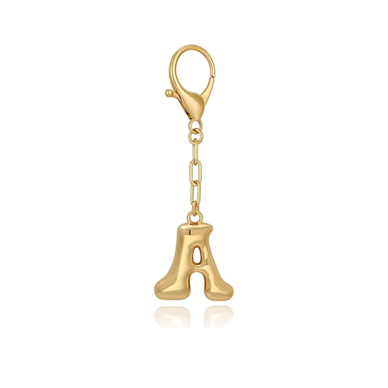 Novelty Capital Letter Keychains Gold Color Metal Cartoon English Letters Pendant New Product Key Chains