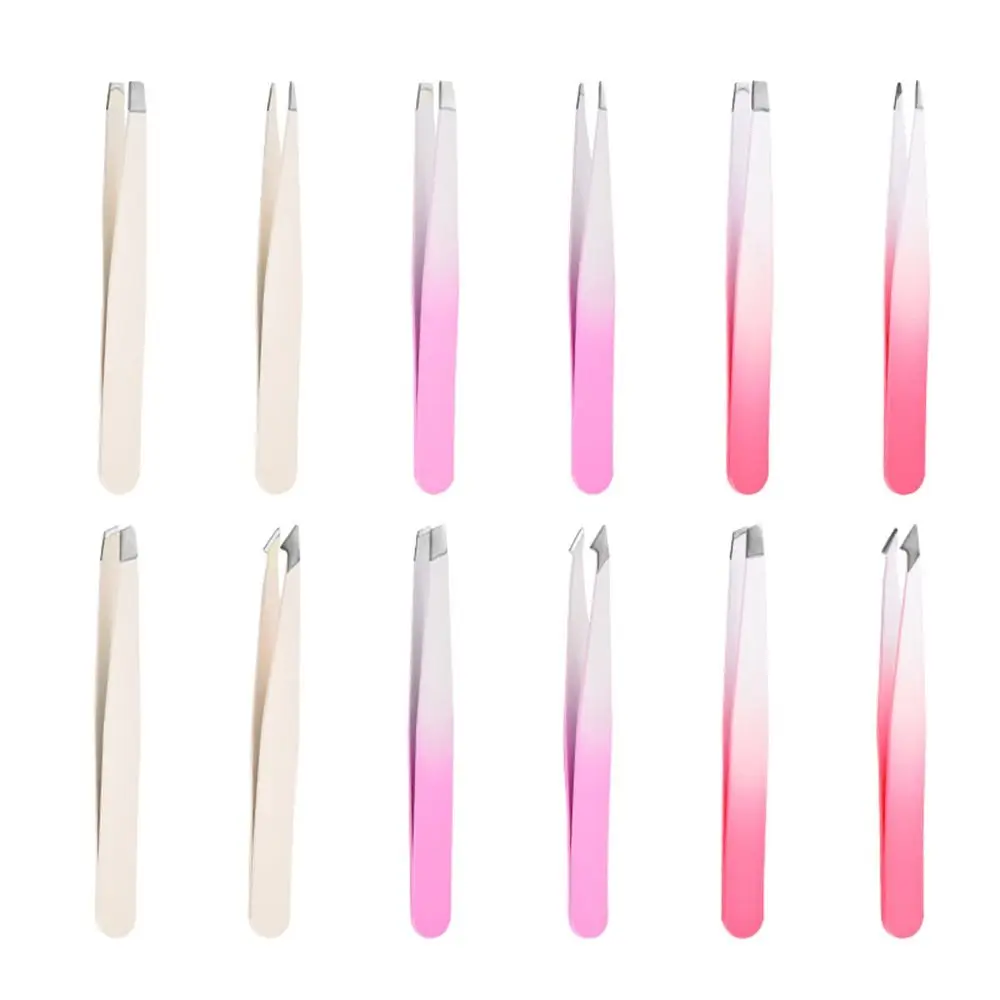 Alicates para cejas coloridos de acero inoxidable multiusos punta de boca oblicua depilación extensión de pestañas herramienta de maquillaje para mujeres
