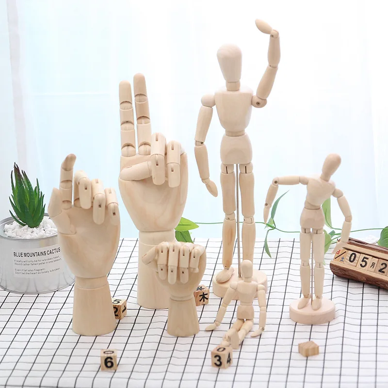 Gift Box Packaging Wooden Drawing Mannequin Rotatable Modle Artist Movable Limbs Human Miniatures Figurines Decoration Crafts