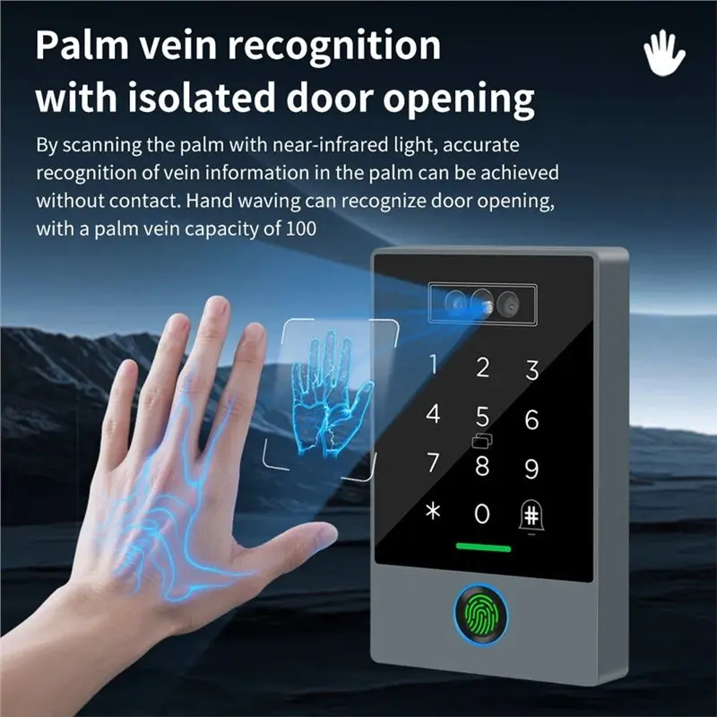 B27B Access Control System 13.56MHZ RFID+ Fingerprint& 3D Face Recognition TTLOCK APP WIFI IP67 Rating Palm Vein Time Attendance