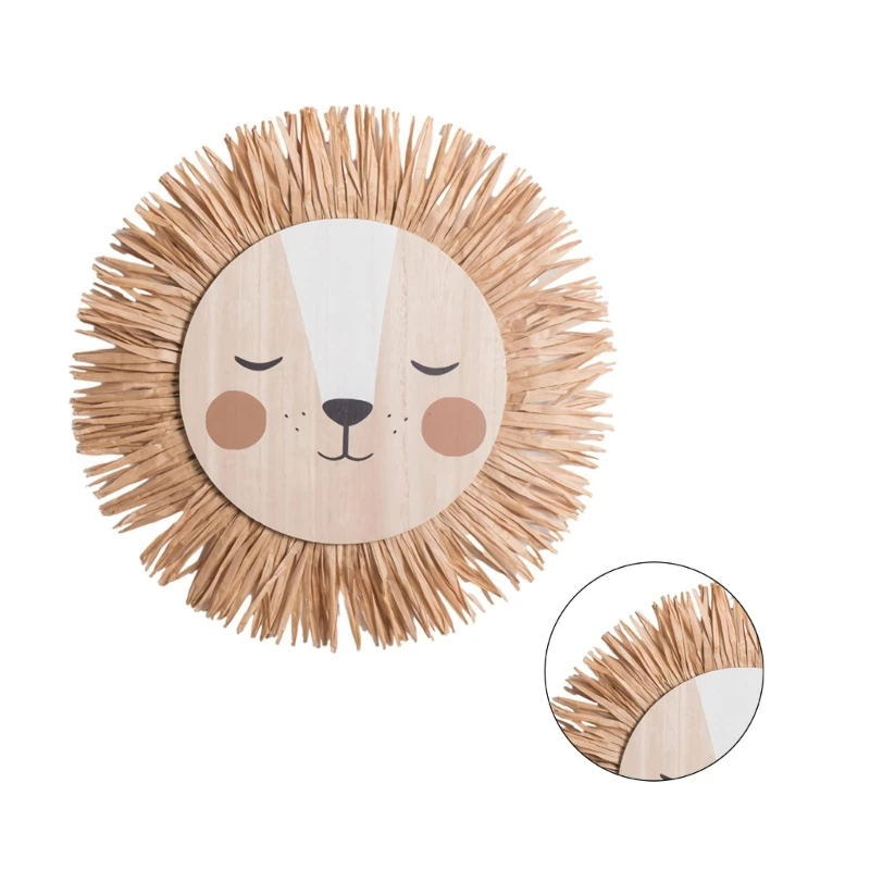 

Cartoon Lions Hangings Decorations Handwovens Raffias Wall Decors for Farmhouses Dropship