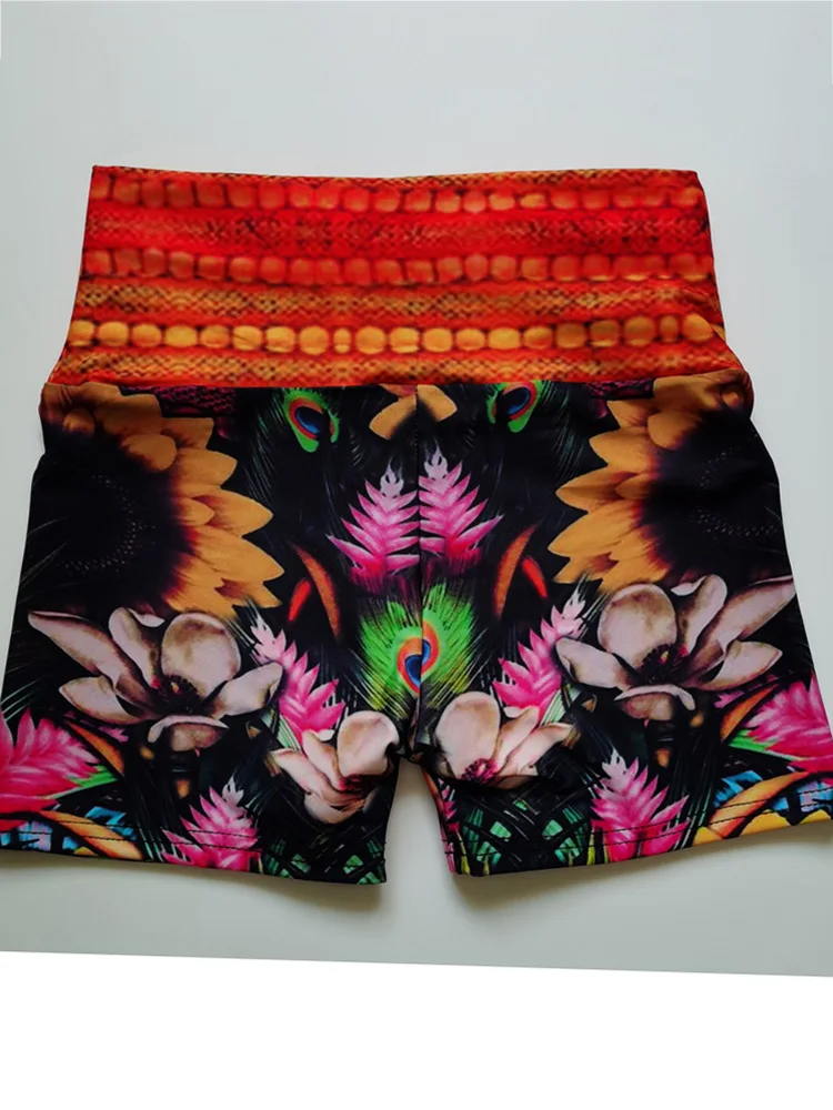 Damen Sommer Shorts Sonnenblumen feder digital gedruckt Stretch elastisch lässig Fitness unten atmungsaktiv weiblich