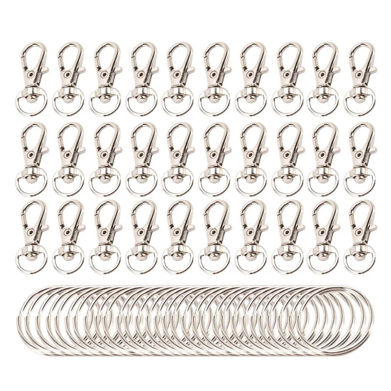 60 pezzi portachiavi Clip ganci Twist Locks cordino moschettoni con portachiavi divisi