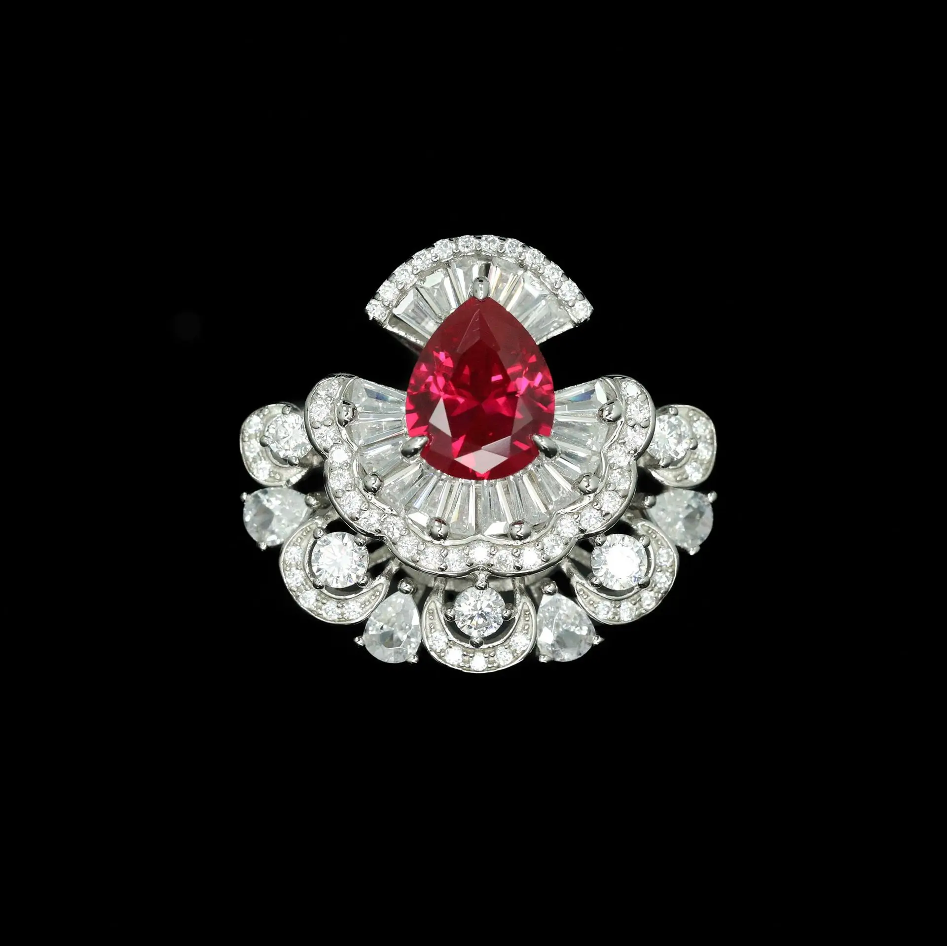 New S925 Silver Ring High Carbon Diamond Cultivation Ruby Girl Skirt Activity Versatile Jewelry Girl Ring Wedding Jewelry