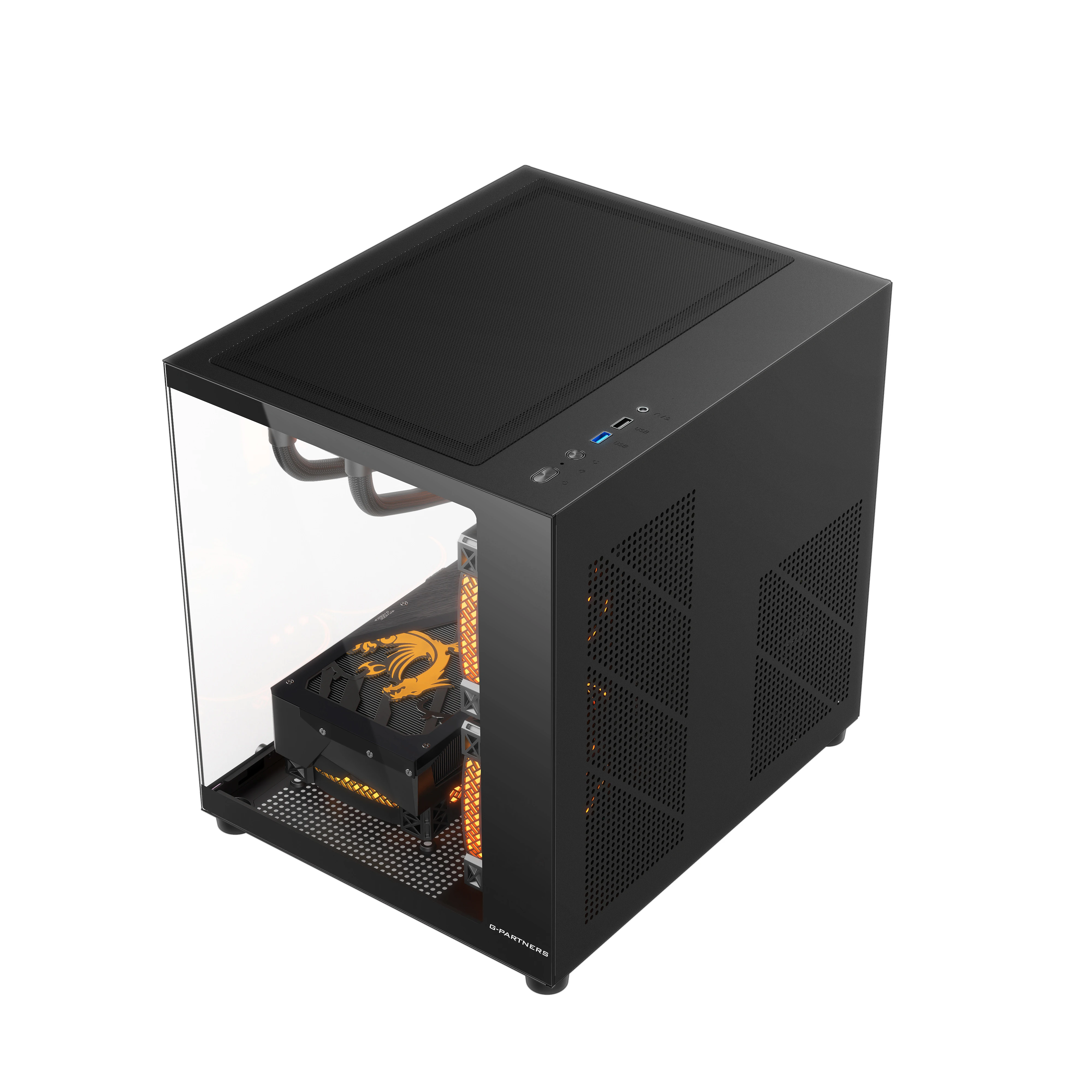 G-PARTNERS Xinrui X1SE PC Case M-ATX Mini-ITX No A-Pillar Panoramic Sea View Room 240 Water-Cooled Mini Panoramic Computer Case