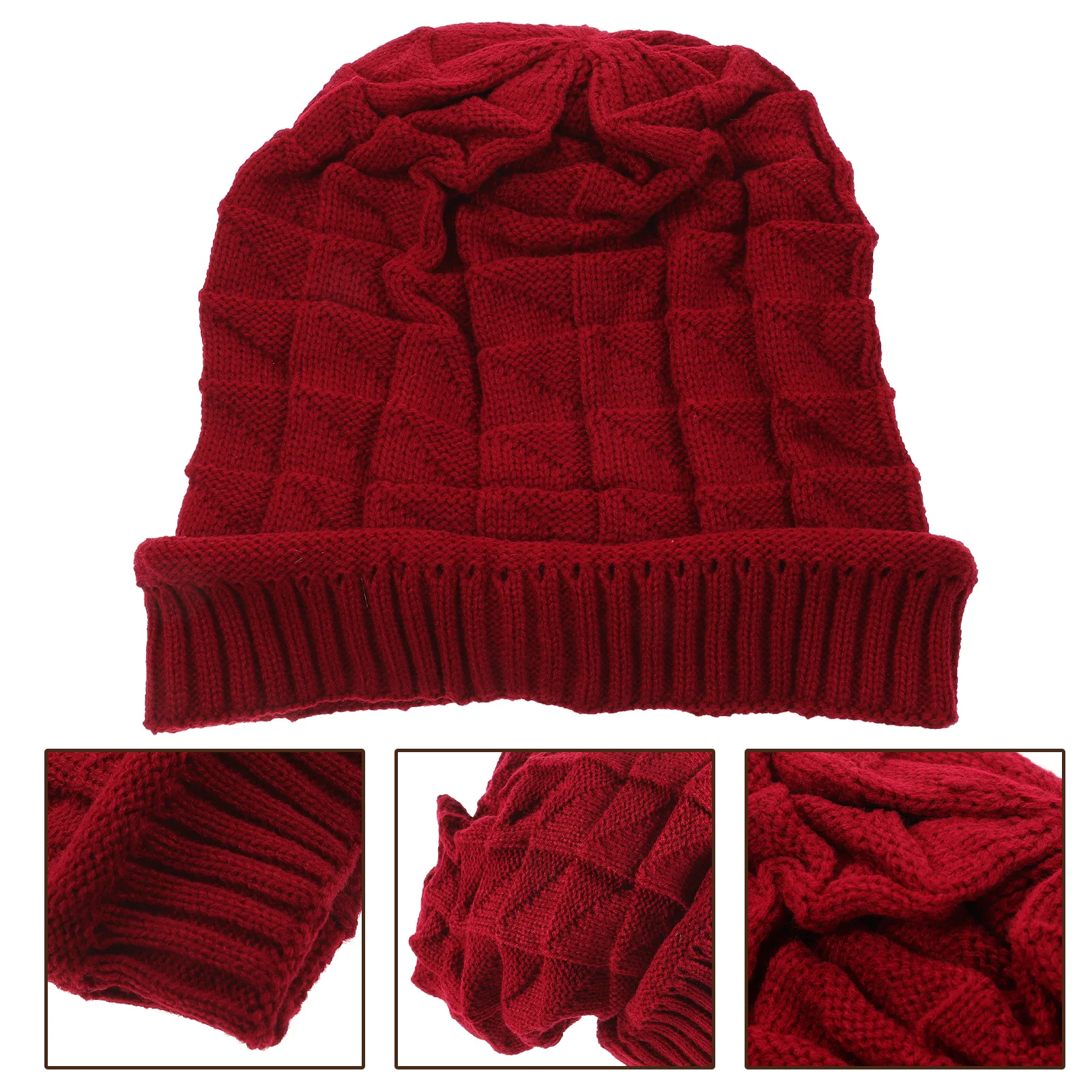 Topi Baret Wanita Musim Dingin Merah Rajutan Bergaya Topi Hangat Pelindung Dingin untuk Wanita Gadis Mode Pakaian Musim Dingin