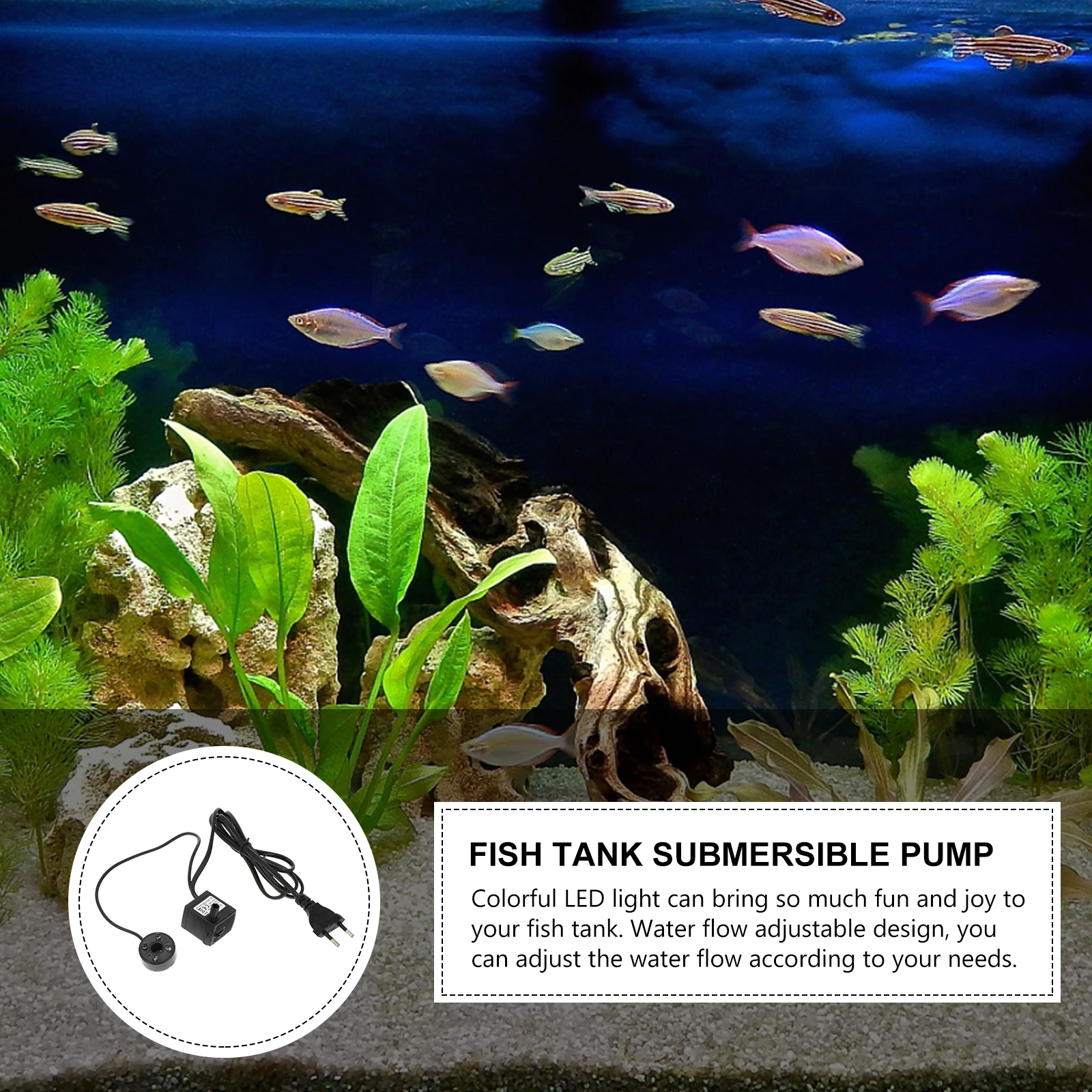 

2W LED Fish Tank Submersible Water Pump Adjustable Aquarium Fountain Circulation Mini Accessory LED Water Pump