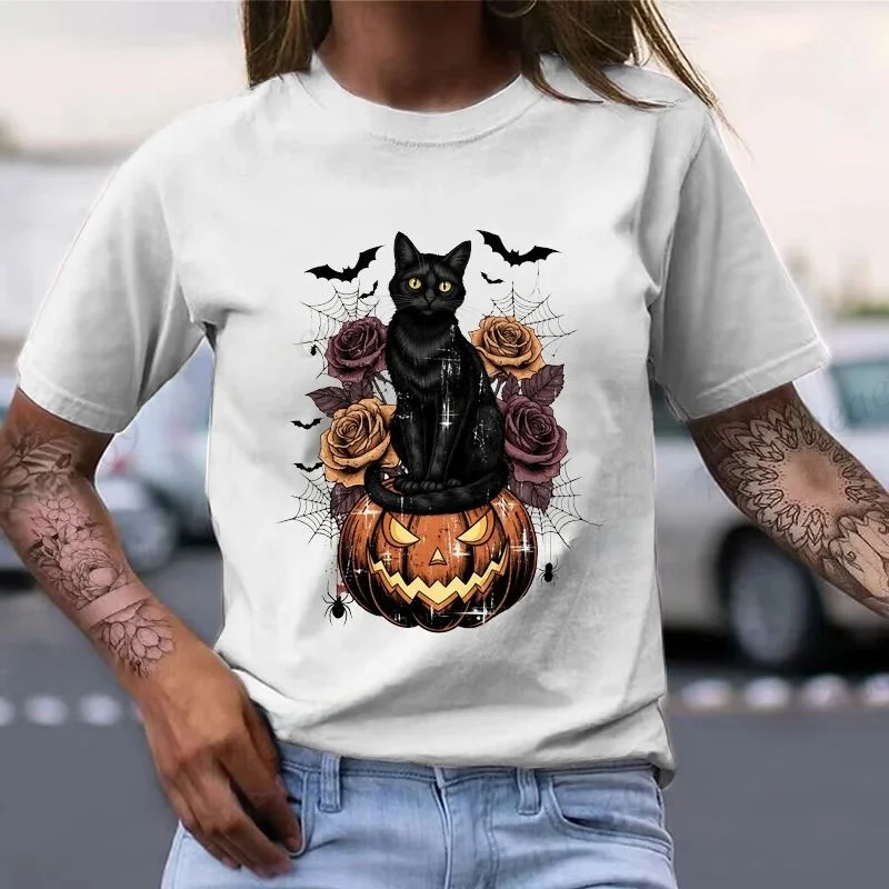 

Женская футболка с тыквой и бантом на Хэллоуин, забавная женская модная хлопковая футболка Cleanfit Sle на осень-зиму