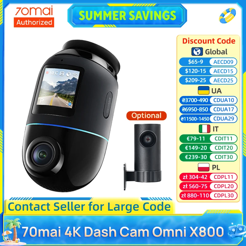 70mai 4K Dash Cam with 4G Kit, 360° Rotation