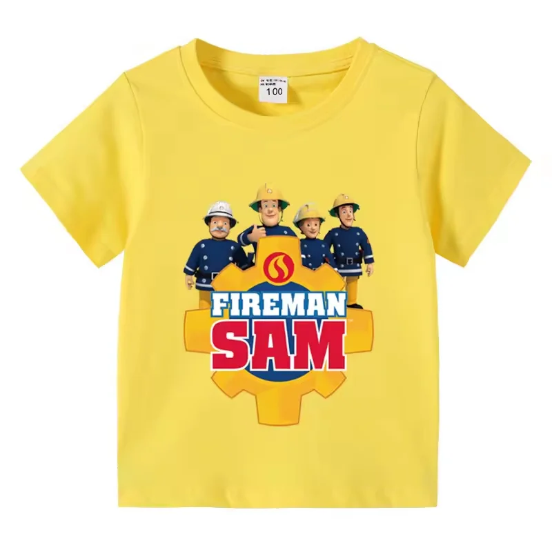 Lustiges T-Shirt mit Cartoon-Motiv von Feuerwehrmann Sam für Kinder, Sommer, 3 bis 10 Jahre, Oberteile für Mädchen und Jungen, tolles Freizeit-T-Shirt. – Detail 11
