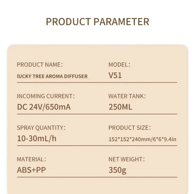 트리 아로마 테라피 에센셜 오일 디퓨저, 가정용 회전식 물방울 가습기, 250 M1, 7 색 조명