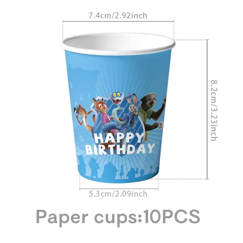 2026 Hot Disney Anime Zootopia 2 Theme Children'S Birthday Party Supplies Paper Plate Tissue Paper Cup Set Children Birthday Toy