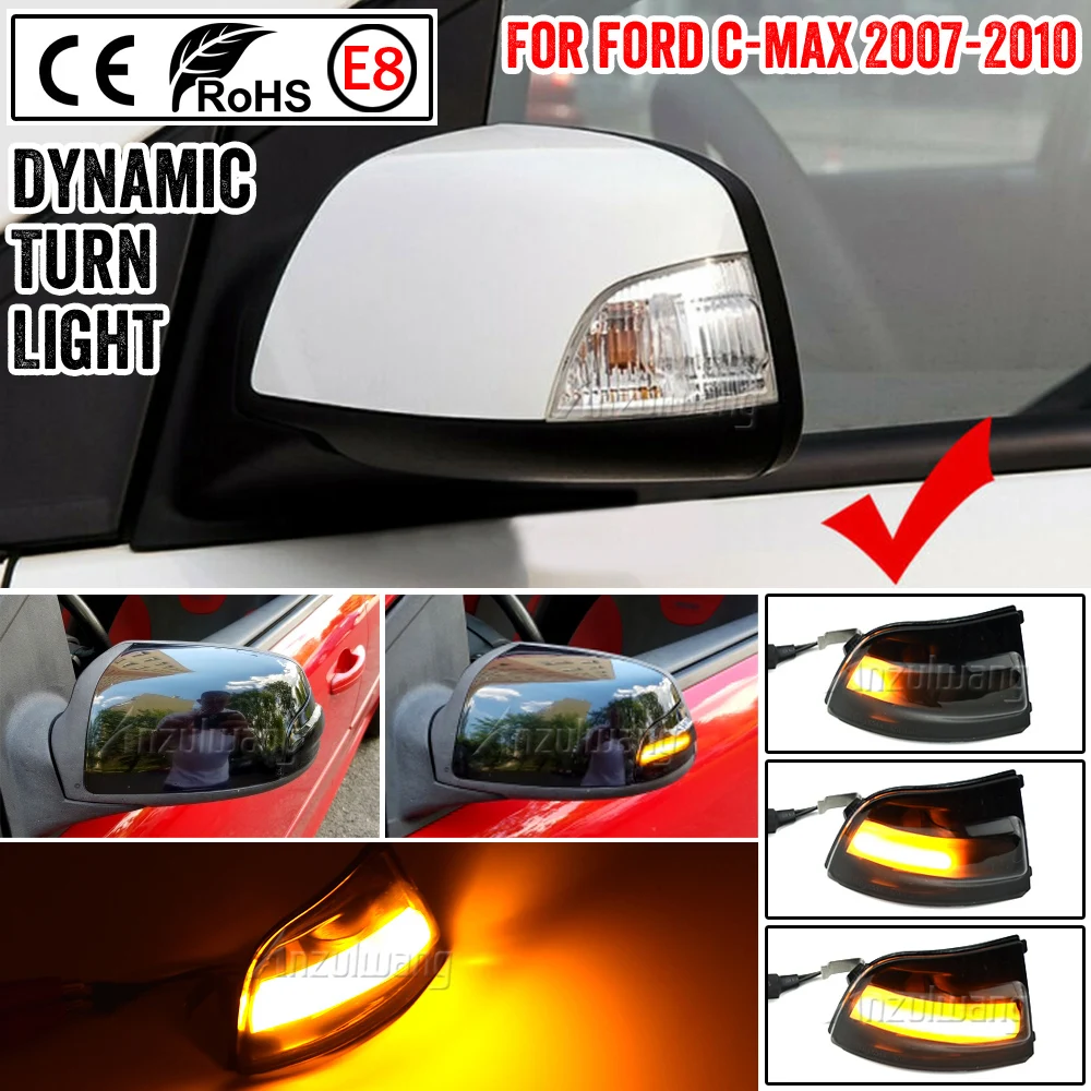 

Fit for Ford Focus 2 C-MAX 2003-2007 Super Bright Dynamic Turn Signal Blinker Sequential Side Mirror flasher