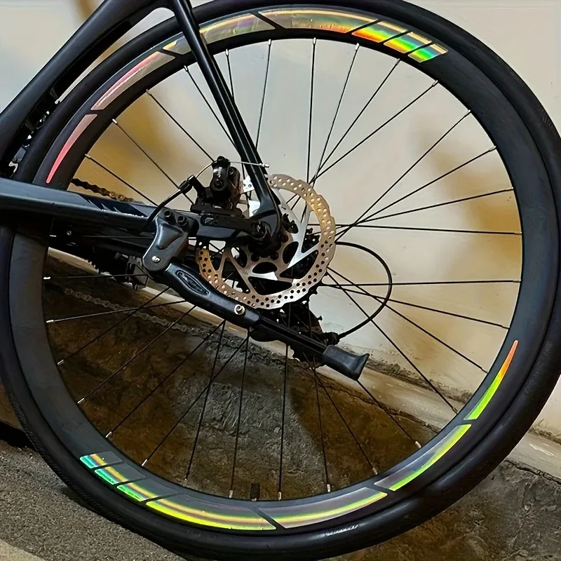 8, sepeda jalan raya reflektif dengan hiasan roda, stiker reflektif DIY modifikasi roda pisau sepeda
