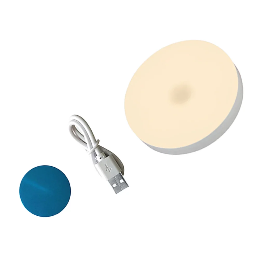 مصباح ليلي حثي قابل للمس USB شحن بات ضوء شكل دائري توقيت عكس الضوء دافئ أبيض أصفر LED مصباح غرفة النوم الداخلي #6