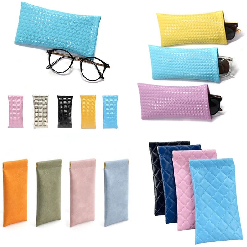 

1PC Candy Color PU Leather Sunglasses Bag Women Men Glasses Case Wallet Storege Cases Portable Waterproof Glasses Storege Bags