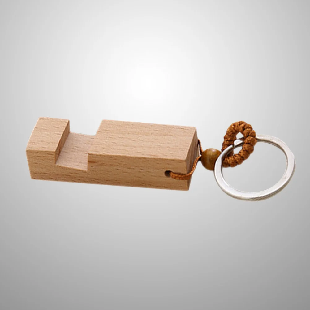 

Phone Hand Holder Cell with Keychain Smartphone Wooden Stand Mobile Desktop Bracket Keyring Intelligent