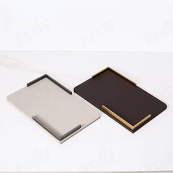 Nordic Leather Storage Tray Manual Weave with Handle Bedroom Jewelry Organizer Modern Desktop Cosmetic Container Home Decoration