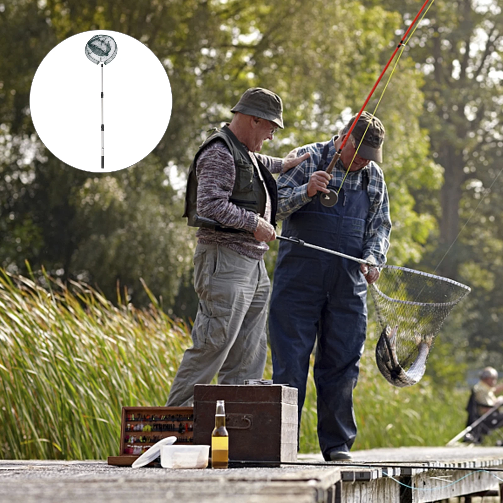 

1Pcs 1.5m Aluminum Alloy Fish Net Versatile Easy Fold Unfold Black Color Freshwater Saltwater Fishing Equipment