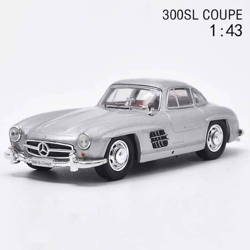 Diecast 1/43 Scale 300 SL Coupe Classic Car Silver Alloy Model Collection Souvenir Static Display Ornaments Vehicle Boy Toy Gift