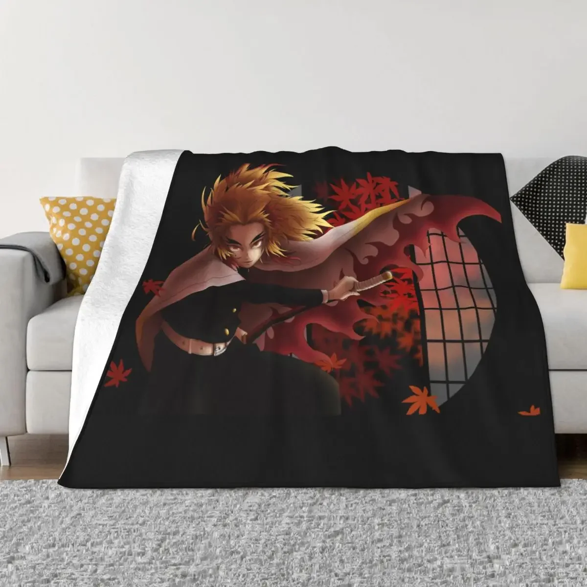 Rengoku Kyoujurou Demon Slayer Blankets Kimetsu No Yaiba Devil's Blade Anime Throw Blankets for Chair Covering Sofa Summer