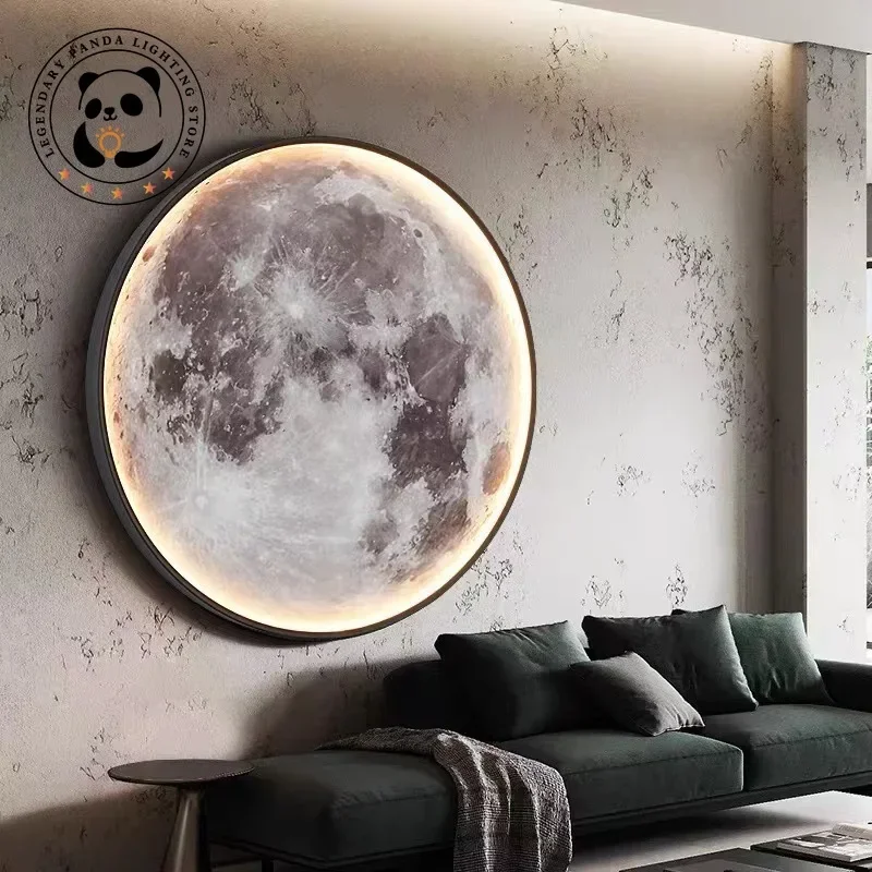 Modern LED Moon/the Earth Dimmable Wall Lamps Light Luxury Indoor Living Room Bedroom Stairway Decoration Wall Sconce Lighting