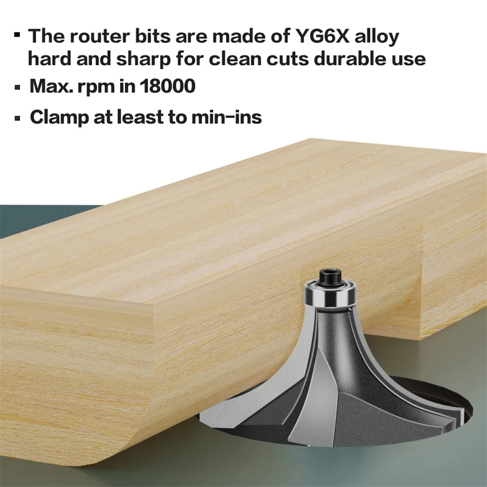 Bit Router Redondo com Rolamento, Carbide Milling Cutter, Rounder Bits, Ferramenta de Carpintaria, Shank Corner, 12mm, 12.7mm