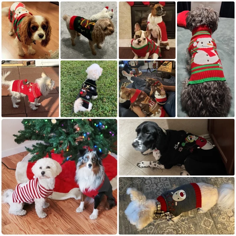 Pet Dog Knitted Sweater Christmas Deer Dog Clothes Winter Puppy Turtleneck Fashion Cat Sweater Pet Pullovers Chihuahua Clothes