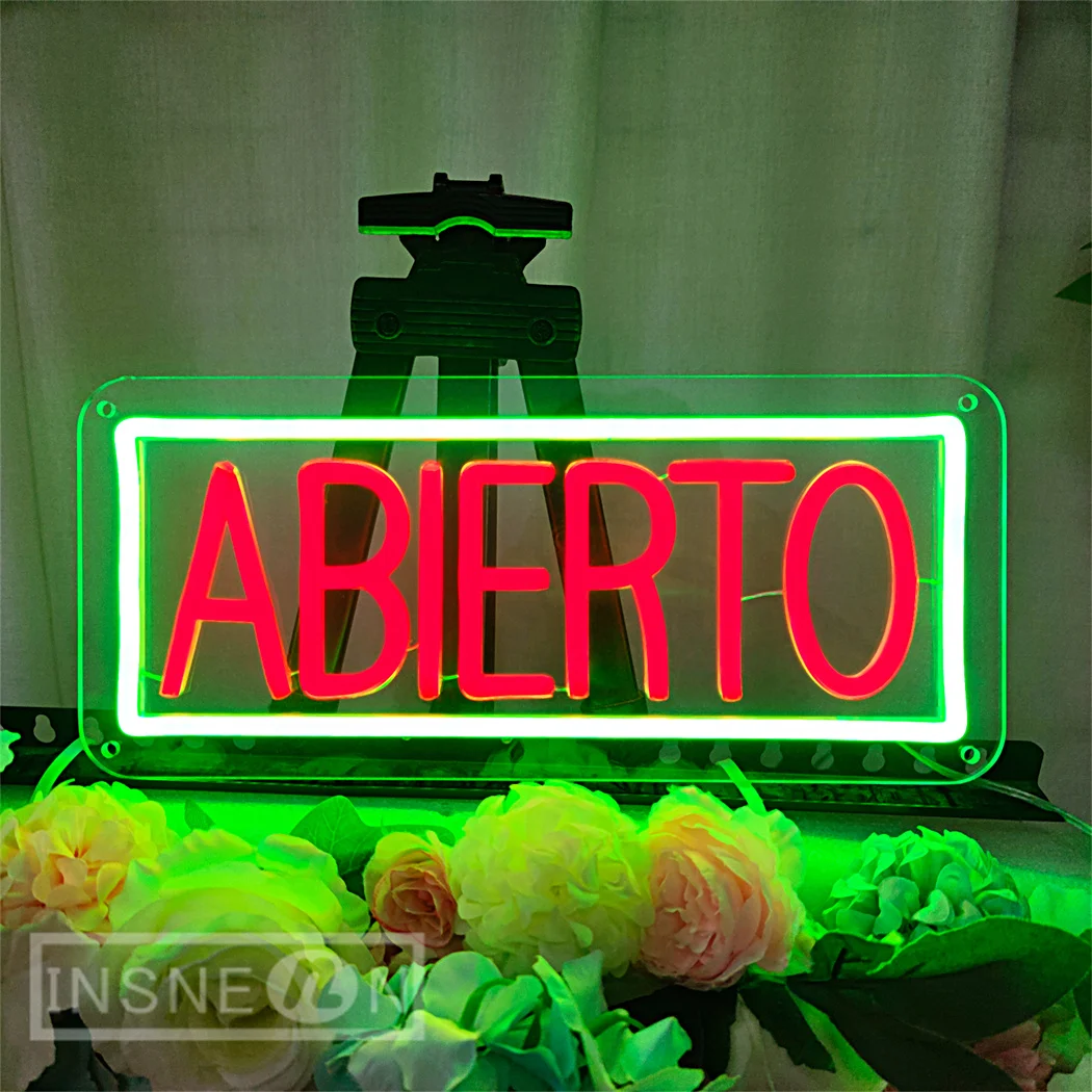 Abiunto lampu Neon LED Spanyol untuk kedai kopi dekorasi dinding ruang Studio dekorasi dinding klub disko Bar restoran lampu malam terbuka USB