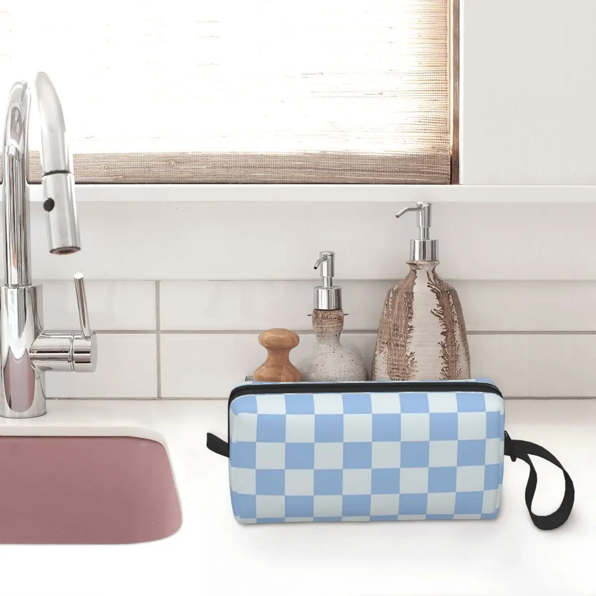 Checkerboard Mini Check Pattern Makeup Bag Cosmetic Organizer Toiletry Cosmetic Bag for Women Beauty Travel Pencil Case